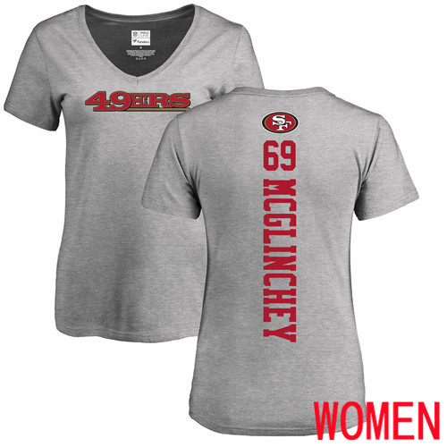 San Francisco 49ers Ash Women Mike McGlinchey Backer #69 NFL T Shirt->nfl t-shirts->Sports Accessory